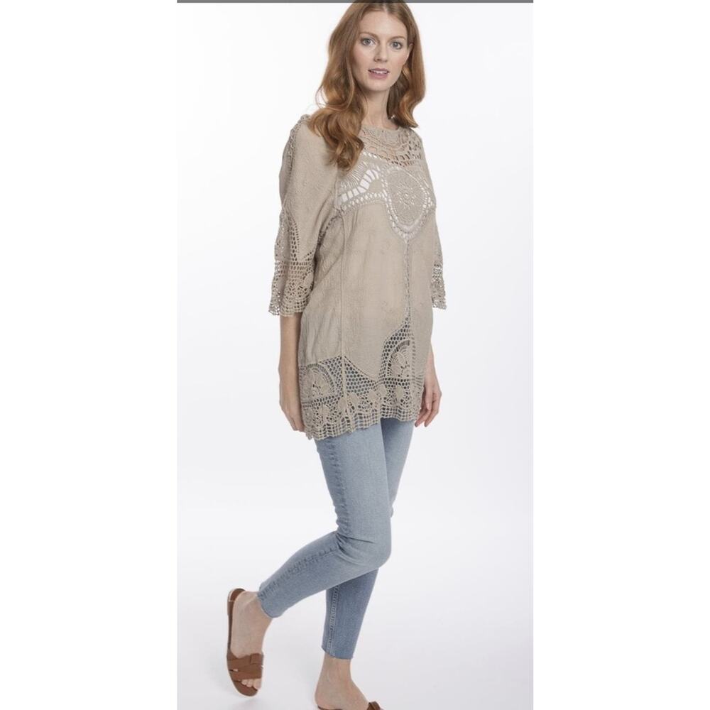 NATURAL UNIQUE CROCHET DESIGN TUNIC size Large - Picture 4 of 12